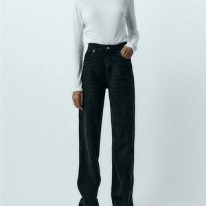 Zara High Rise Wide Leg Black Jeans